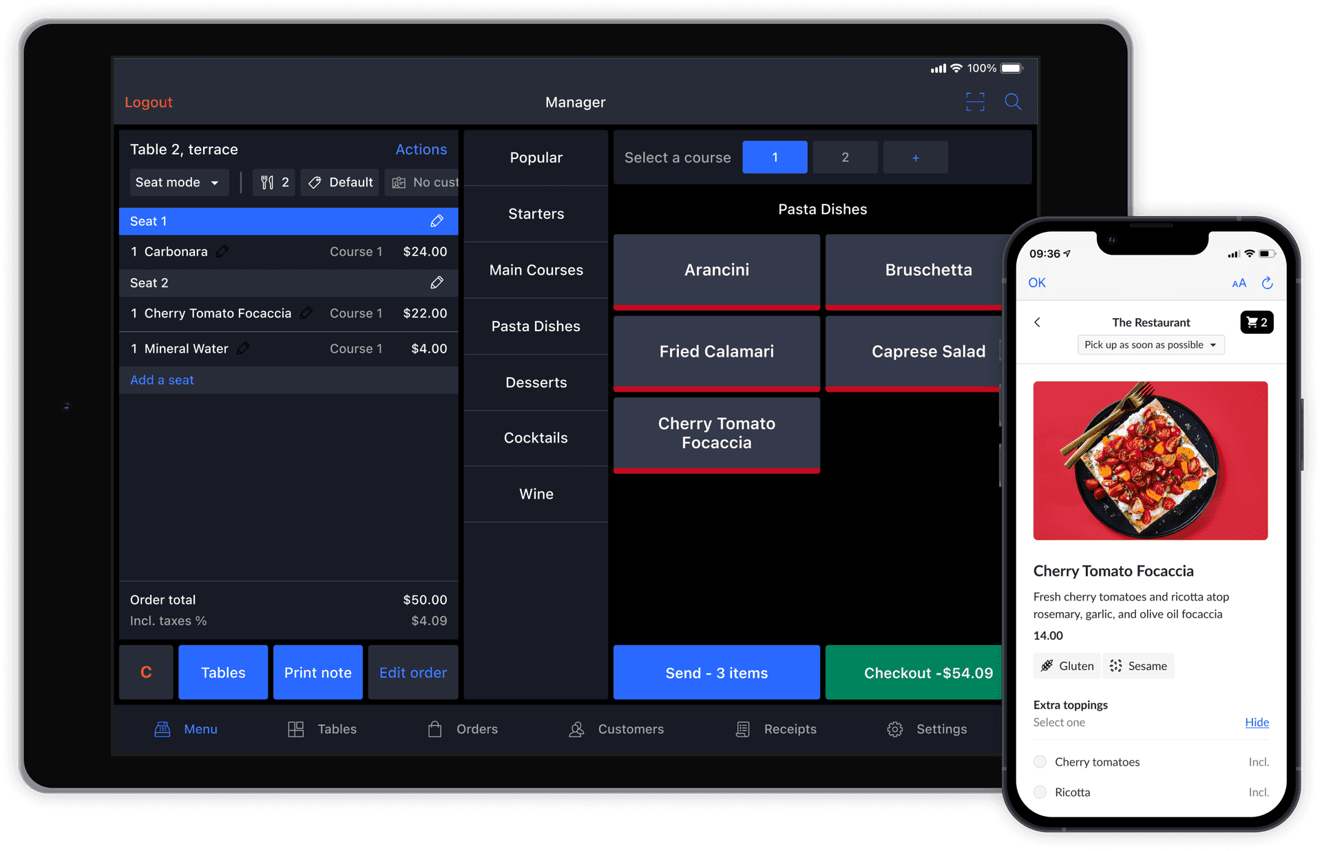 Order und Bestellsystem mit Schnittstelle zur Kasse eines Schweizer Restaurants