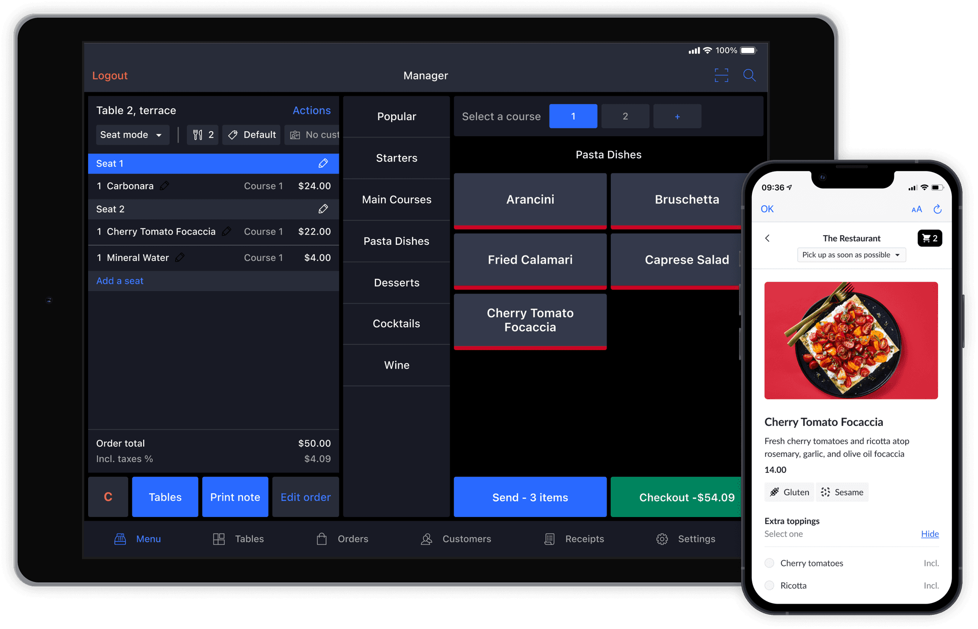 Order und Bestellsystem mit Schnittstelle zur Kasse eines Schweizer Restaurants