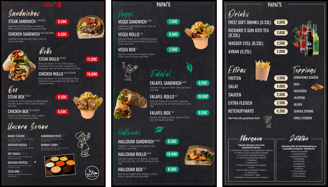 Digital menu board